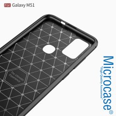 Microcase Samsung Galaxy M51 Brushed Carbon Fiber Silikon Kılıf - Siyah