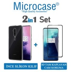 Microcase OnePlus 7T Pro İnce 0.2 mm Soft Silikon Kılıf + 3D Curved Tempered Glass Ekran Koruma