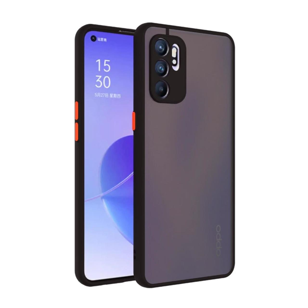 Microcase Oppo Reno 6 London Serisi Sert Kılıf - Buzlu Siyah