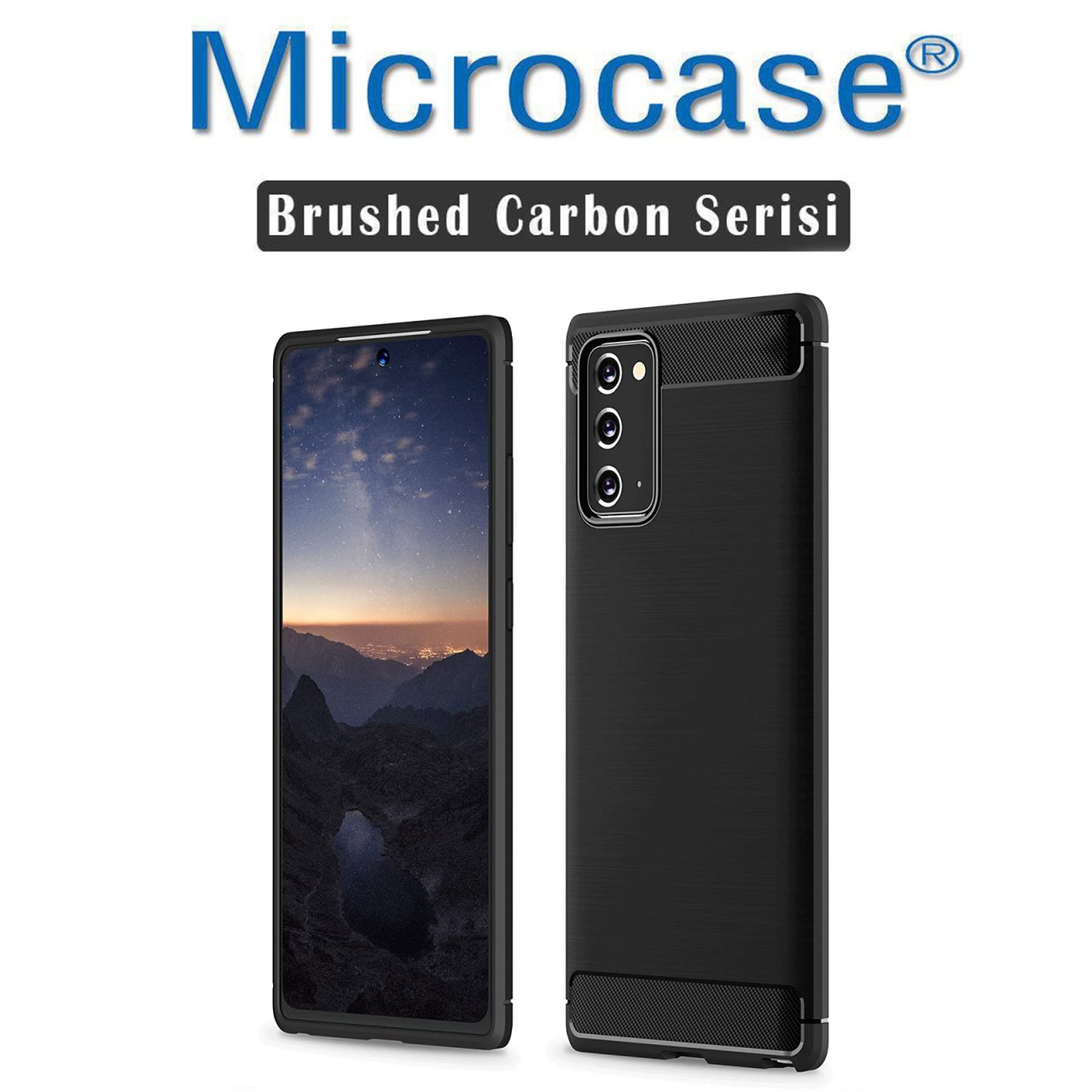 Microcase Samsung Galaxy Note 20 Brushed Carbon Fiber Silikon Kılıf - Siyah