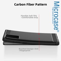 Microcase Samsung Galaxy Note 20 Brushed Carbon Fiber Silikon Kılıf - Siyah
