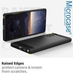 Microcase Samsung Galaxy Note 20 Brushed Carbon Fiber Silikon Kılıf - Siyah