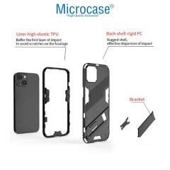 Microcase Apple iPhone 14 Matrix Serisi Armor Standlı Perfect Koruma Kılıf - Siyah