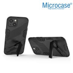 Microcase Apple iPhone 14 Matrix Serisi Armor Standlı Perfect Koruma Kılıf - Siyah