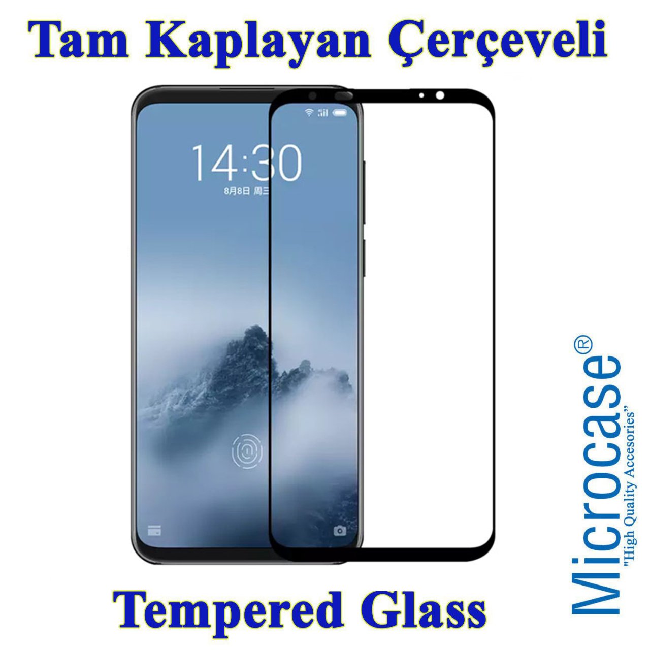 Meizu 16 Plus Tam Kaplayan Çerçeveli Tempered Cam - Siyah