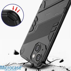 Microcase Apple iPhone 14 Plus Matrix Serisi Armor Standlı Perfect Koruma Kılıf - Siyah