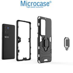Microcase Vivo X60 Pro Plus Batman Serisi Yüzük Standlı Armor Kılıf - Siyah