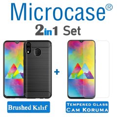 Samsung Galaxy M20 Brushed Silikon Kılıf + CAM