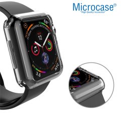 Apple Watch Seri 4 44 mm Silikon Kılıf Şeffaf + Nano Glass Film