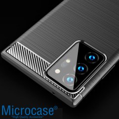 Microcase Samsung Galaxy Note 20 Ultra Brushed Carbon Fiber Silikon Kılıf - Siyah