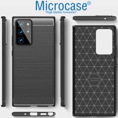 Microcase Samsung Galaxy Note 20 Ultra Brushed Carbon Fiber Silikon Kılıf - Siyah