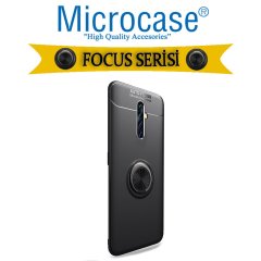 Microcase Realme X2 Pro Focus Serisi Yüzük Standlı Silikon Kılıf - Siyah