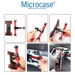 Microcase Araç İçi Koltuk Arkası Tablet Telefon Tutucu Siyah-Kırmızı - AL2904
