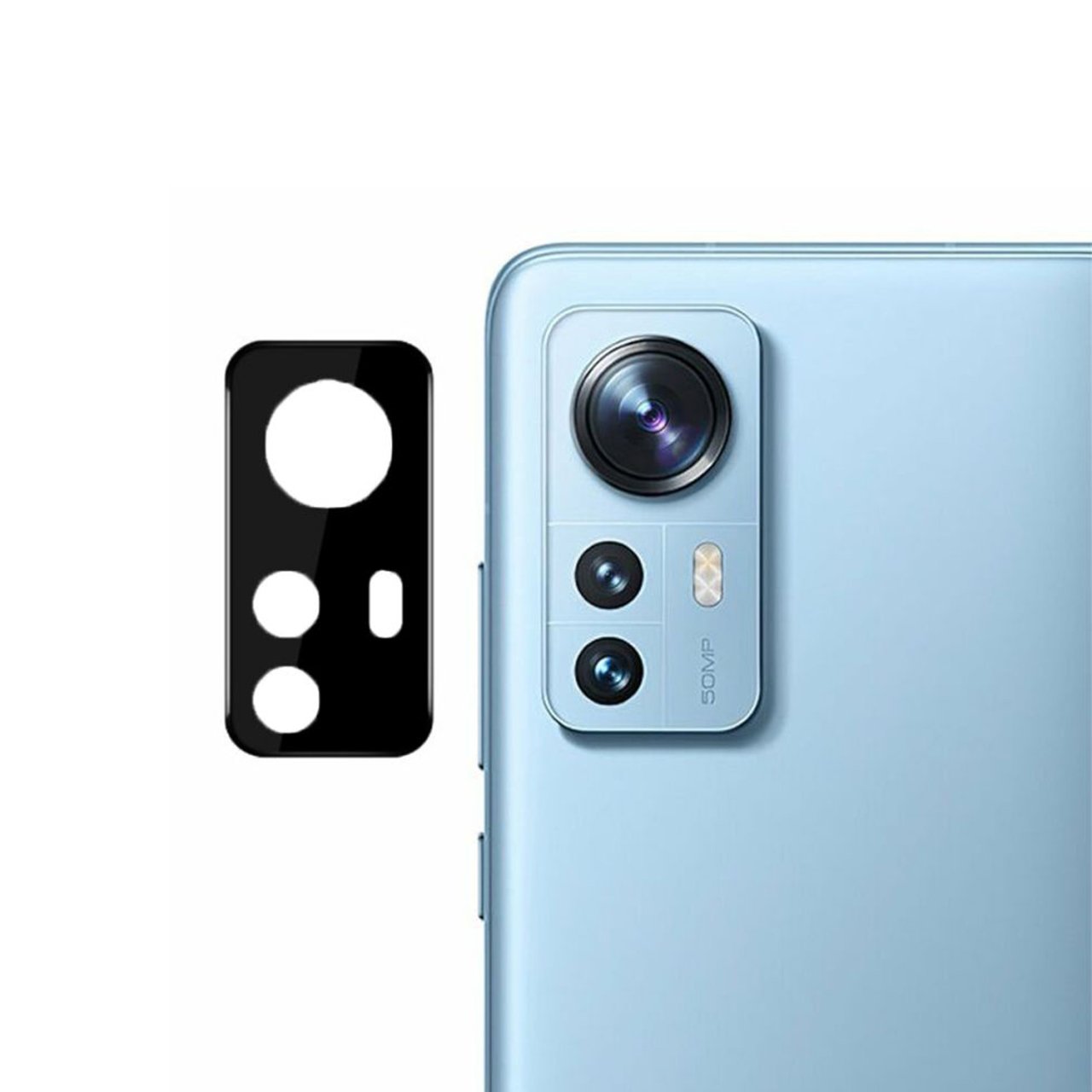Microcase Xiaomi 12S Kamera Lens Koruma Halkası - Kapalı Tasarım Siyah
