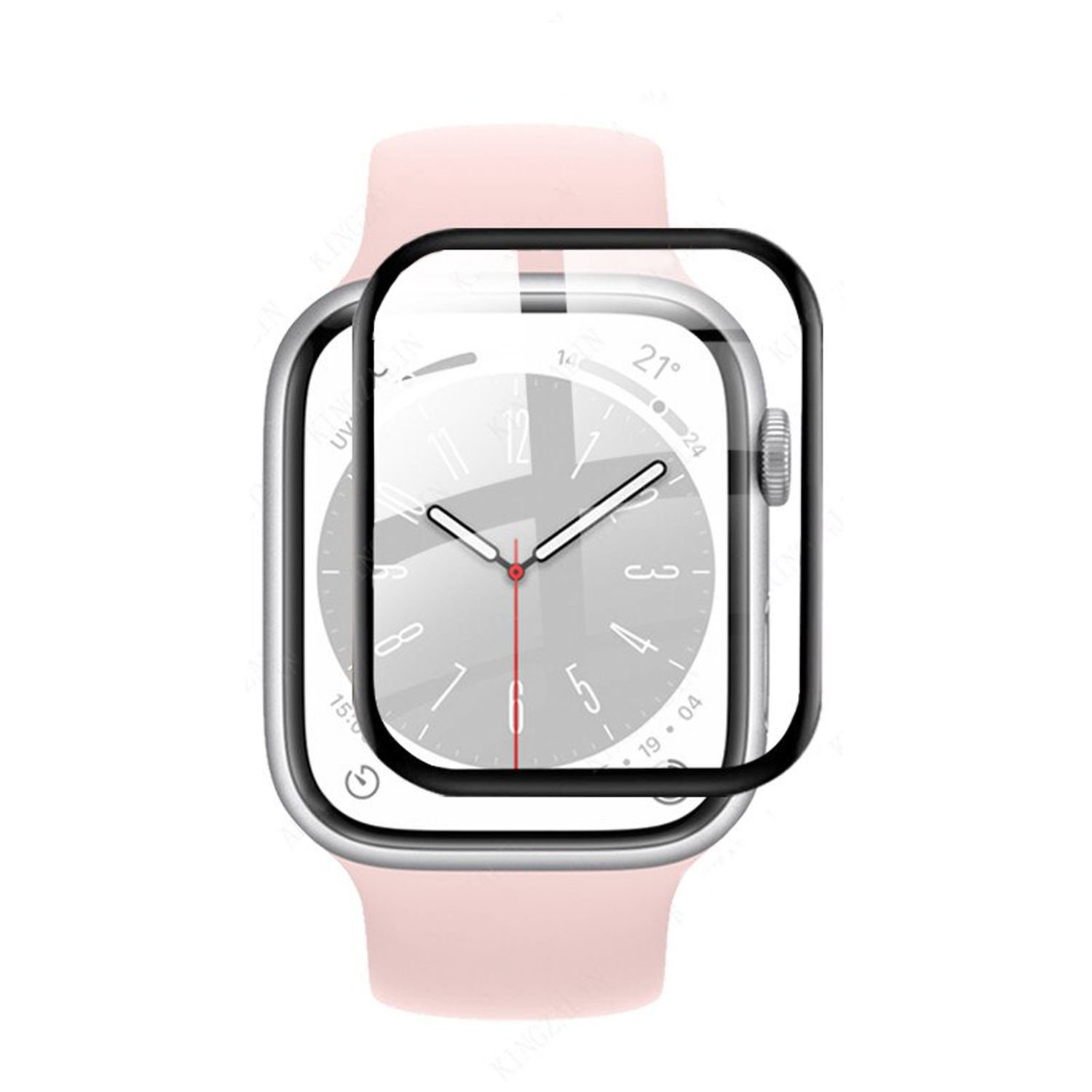 Microcase Apple Watch 8 45 mm Tam Kaplayan Kavisli Ekran Koruyucu 3D Pet Film - Siyah
