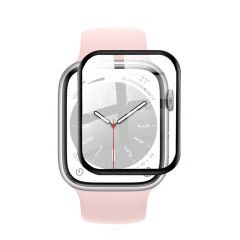 Microcase Apple Watch 8 45 mm Tam Kaplayan Kavisli Ekran Koruyucu 3D Pet Film - Siyah