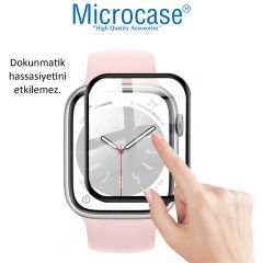 Microcase Apple Watch 8 45 mm Tam Kaplayan Kavisli Ekran Koruyucu 3D Pet Film - Siyah