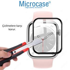 Microcase Apple Watch 8 45 mm Tam Kaplayan Kavisli Ekran Koruyucu 3D Pet Film - Siyah