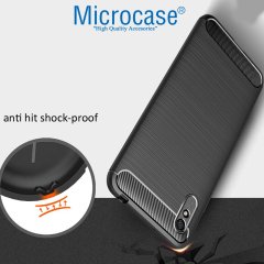 Microcase Xiaomi Redmi 9A Brushed Carbon Fiber Silikon Kılıf - Siyah