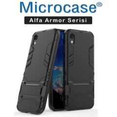 Microcase Huawei Honor 8S Alfa Serisi Armor Standlı Perfect Koruma Kılıf - Siyah