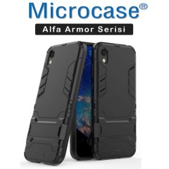 Microcase Huawei Honor 8S Alfa Serisi Armor Standlı Perfect Koruma Kılıf - Siyah
