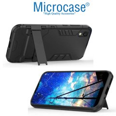 Microcase Huawei Honor 8S Alfa Serisi Armor Standlı Perfect Koruma Kılıf - Siyah