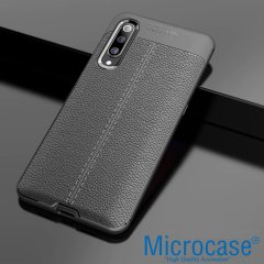 Microcase Xiaomi Mi 9 Explorer Leather Tpu Silikon Kılıf - Siyah + Tempered Glass Cam Koruma (SEÇENEKLİ)