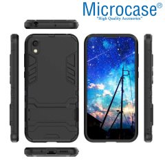 Microcase Huawei Honor 8S Alfa Serisi Armor Standlı Perfect Koruma Kılıf - Siyah