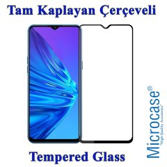 Microcase Realme 5 - 5i Tam Kaplayan Çerçeveli Tempered Ekran Koruyucu - Siyah