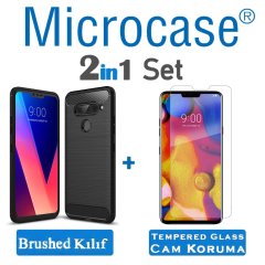Microcase LG V40 ThinQ Brushed Carbon Kılıf + CAM