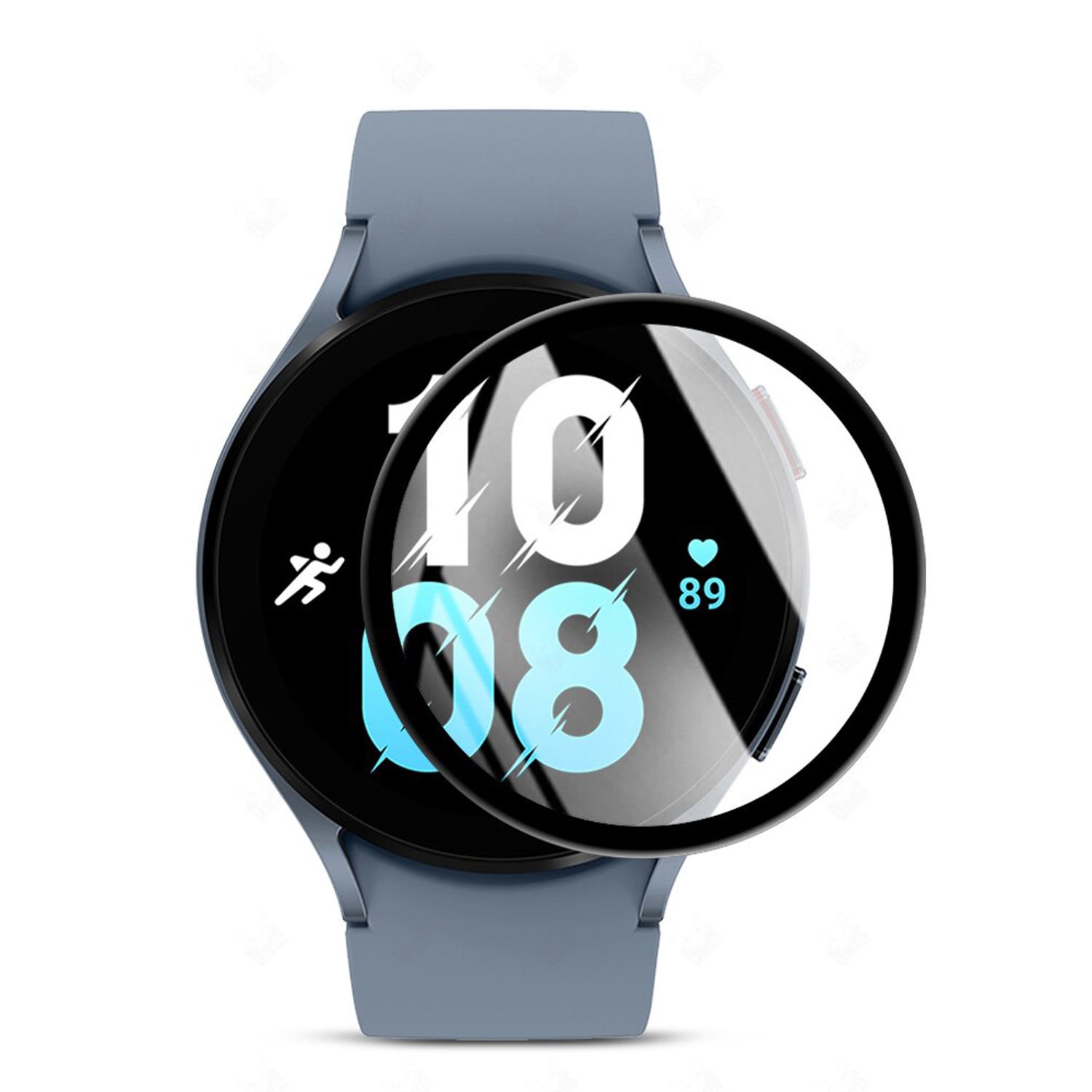 Microcase Samsung Galaxy Watch 5 44 mm Tam Kaplayan Kavisli Ekran Koruyucu 3D Pet Film - Siyah