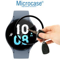 Microcase Samsung Galaxy Watch 5 44 mm Tam Kaplayan Kavisli Ekran Koruyucu 3D Pet Film - Siyah