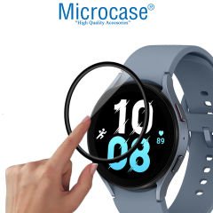 Microcase Samsung Galaxy Watch 5 44 mm Tam Kaplayan Kavisli Ekran Koruyucu 3D Pet Film - Siyah