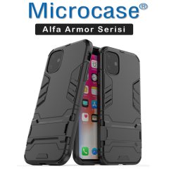 Microcase iPhone 11 Alfa Serisi Armor Standlı Perfect Koruma Kılıf - Siyah