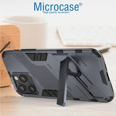 Microcase Apple iPhone 14 Pro Matrix Serisi Armor Standlı Perfect Koruma Kılıf - Siyah