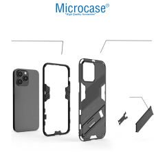 Microcase Apple iPhone 14 Pro Matrix Serisi Armor Standlı Perfect Koruma Kılıf - Siyah