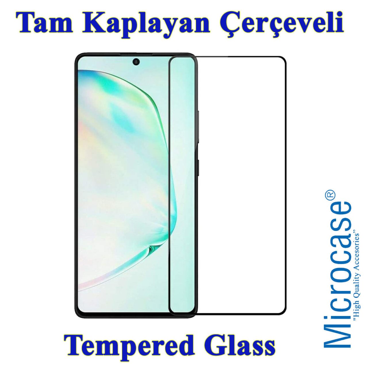 Microcase Samsung Galaxy A81 Tam Kaplayan Çerçeveli Tempered Ekran Koruyucu - Siyah