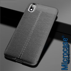 Microcase Xiaomi Redmi 7A Leather Tpu Silikon Kılıf - Siyah + Tempered Glass Cam Koruma (SEÇENEKLİ)