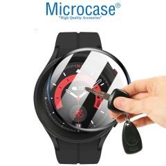 Microcase Samsung Galaxy Watch 5 Pro Tam Kaplayan Kavisli Ekran Koruyucu 3D Pet Film - Siyah