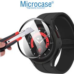 Microcase Samsung Galaxy Watch 5 Pro Tam Kaplayan Kavisli Ekran Koruyucu 3D Pet Film - Siyah