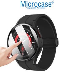 Microcase Samsung Galaxy Watch 5 Pro Tam Kaplayan Kavisli Ekran Koruyucu 3D Pet Film - Siyah