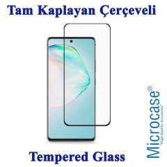 Microcase Samsung Galaxy A91 Tam Kaplayan Çerçeveli Tempered Ekran Koruyucu - Siyah