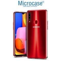 Microcase Samsung Galaxy A20s Ultra İnce 0.2 mm Soft Silikon Kılıf + Tam Kaplayan Çerçeveli Cam