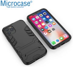 Microcase iPhone 11 Pro Alfa Serisi Armor Standlı Perfect Koruma Kılıf - Siyah