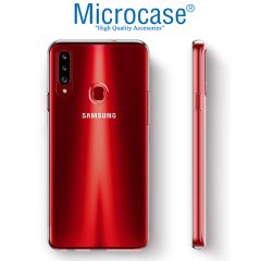 Microcase Samsung Galaxy A20s Ultra İnce 0.2 mm Soft Silikon Kılıf + Tam Kaplayan Çerçeveli Cam
