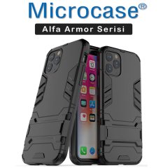 Microcase iPhone 11 Pro Max Alfa Serisi Armor Standlı Perfect Koruma Kılıf - Siyah