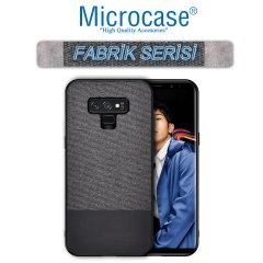 Microcase Samsung Galaxy S10 Plus Fabrik Serisi Kumaş ve Deri Desen Kılıf - Siyah