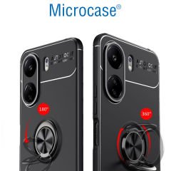 Microcase Xiaomi Redmi 13C 4G / POCO C65 Focus Serisi Yüzük Standlı Silikon Kılıf - Siyah AL3363