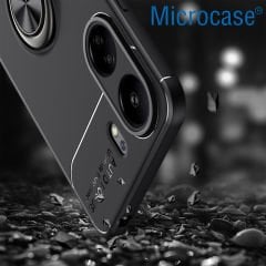 Microcase Xiaomi Redmi 13C 4G / POCO C65 Focus Serisi Yüzük Standlı Silikon Kılıf - Siyah AL3363