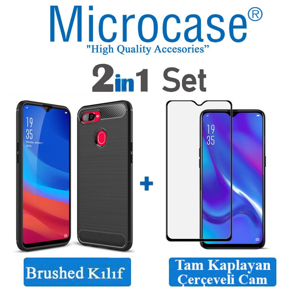 Oppo F9 - F9 Pro Brushed Silikon TPU Kılıf + Ekran Koruma